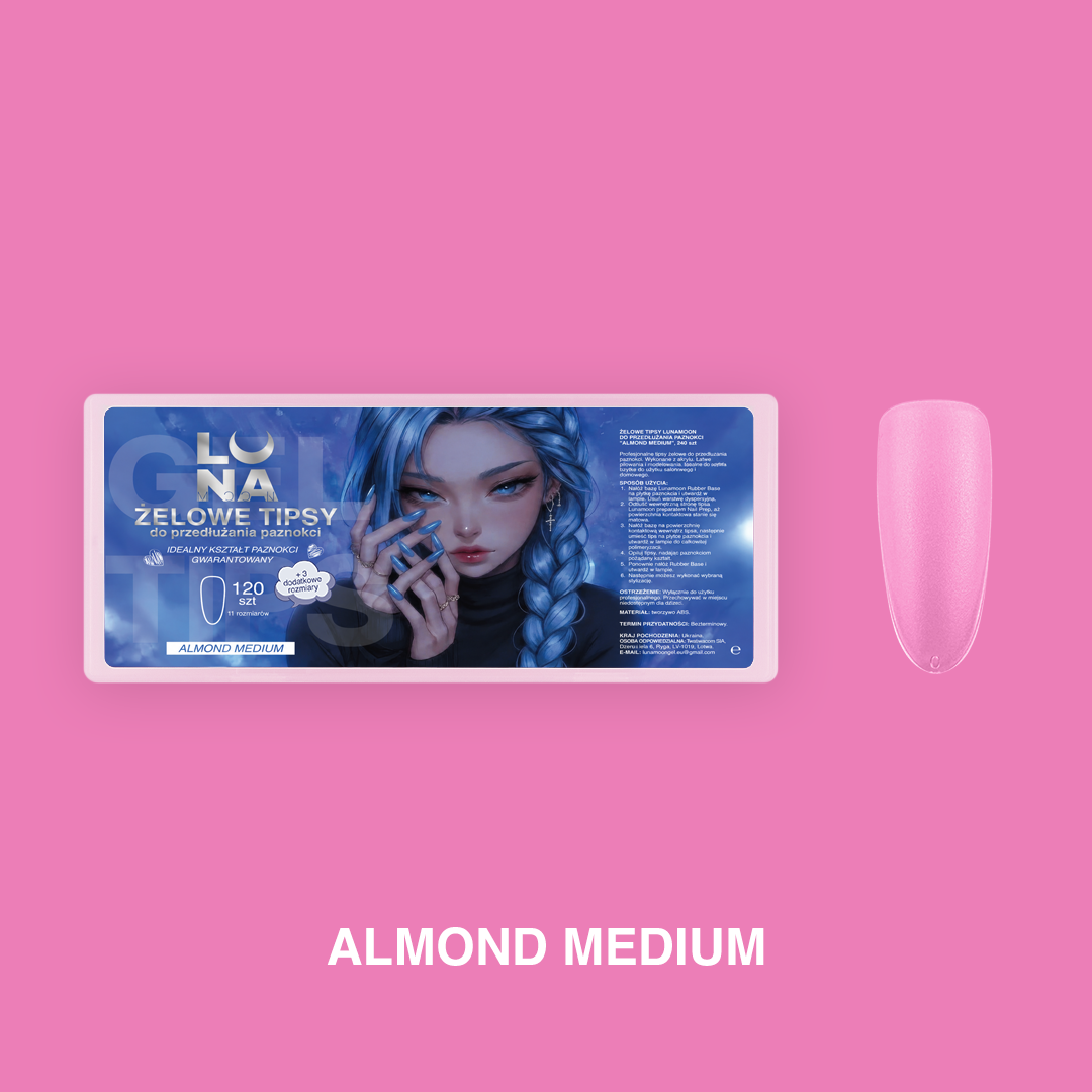 LunaMoon Gel Tips Almond Medium