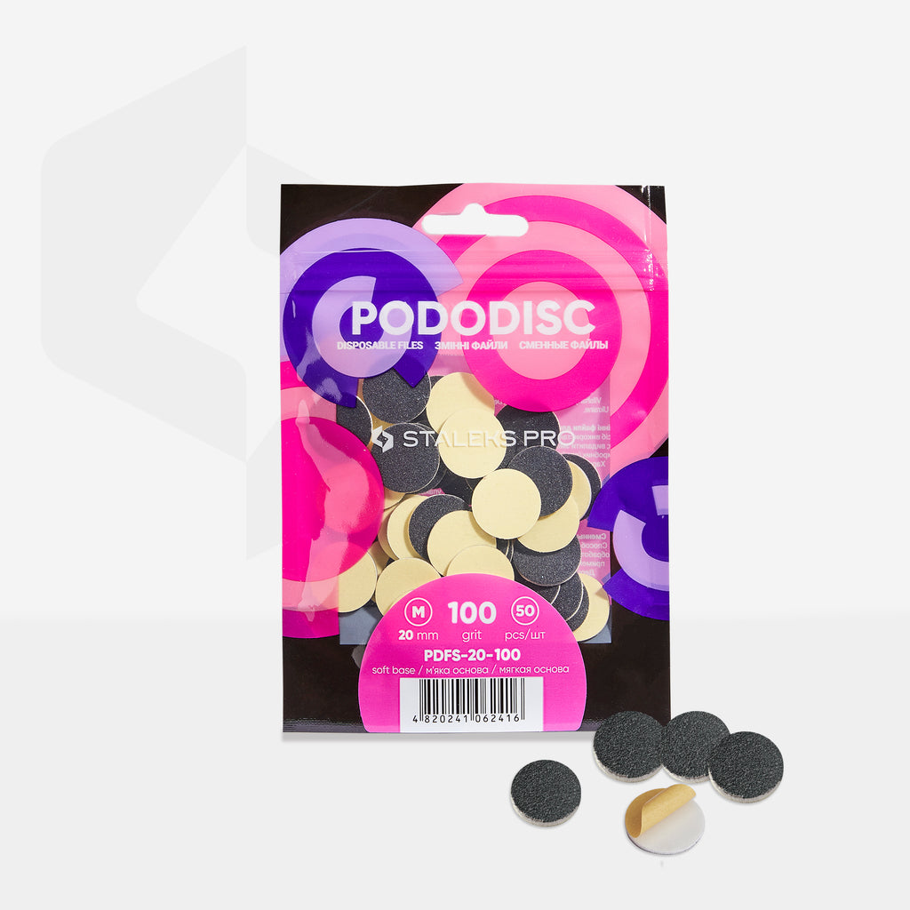 Staleks Discos Desechables sobre Espuma Blanda PODODISC M PDFS-20-100 (grano 100)