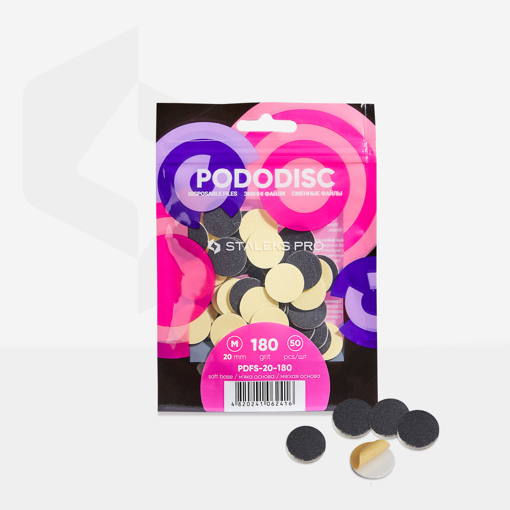 Staleks Discos Desechables sobre Espuma Blanda PODODISC M PDFS-20-180 (grano 180)