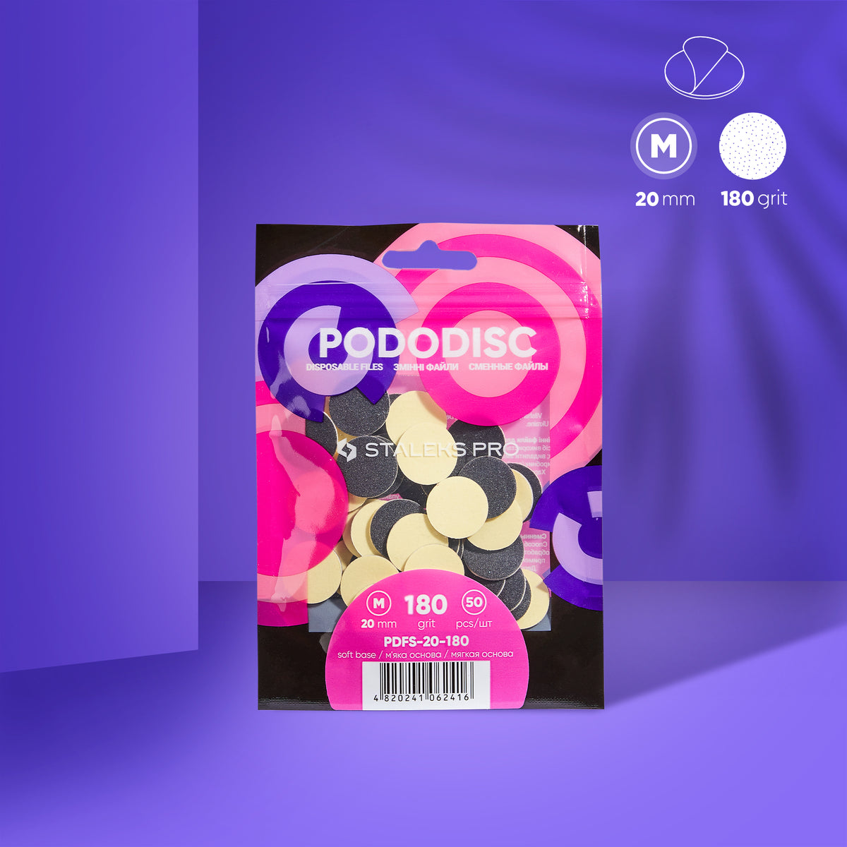 Staleks Discos Desechables sobre Espuma Blanda PODODISC M PDFS-20-180 (grano 180)