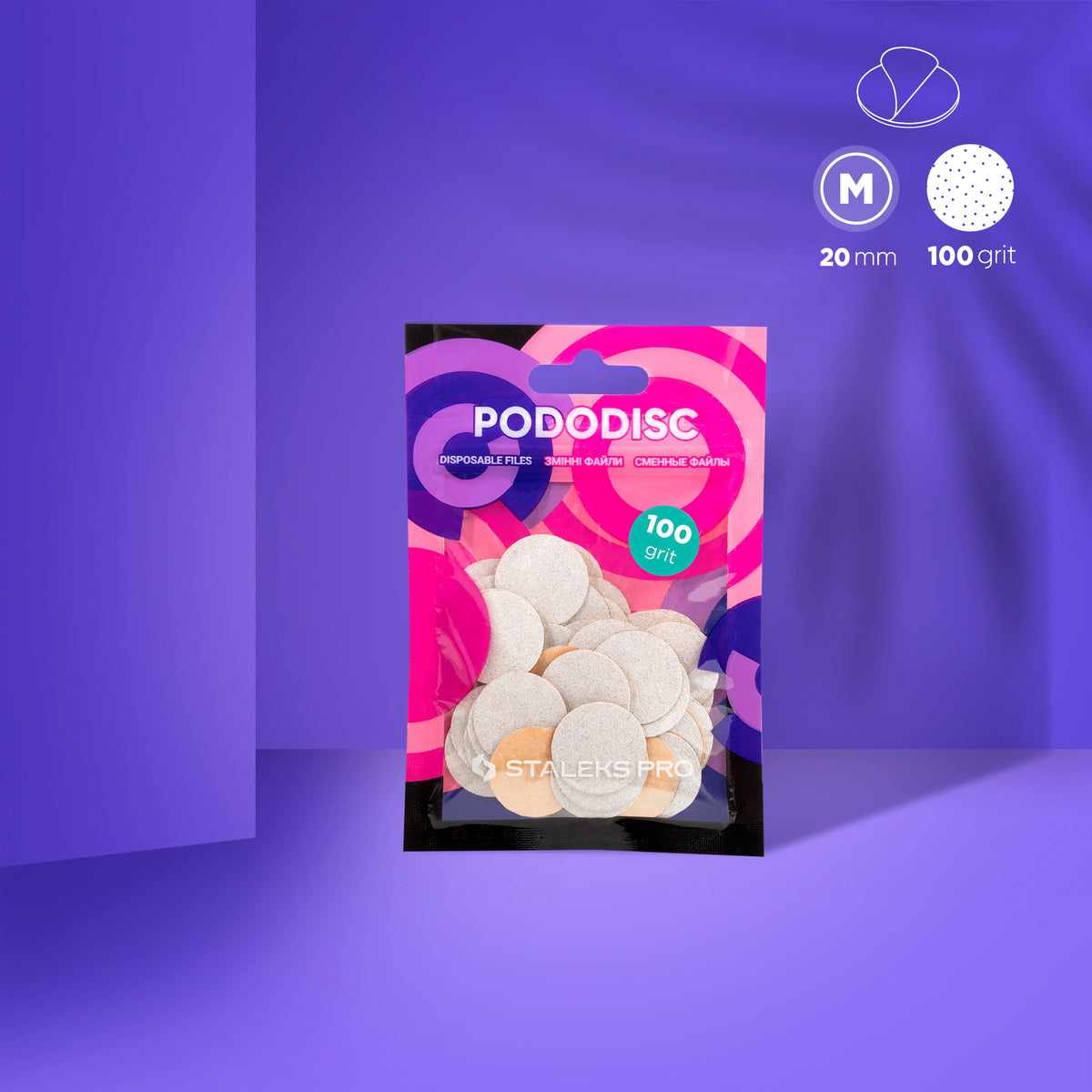 Staleks Discos Desechables Blancos para Pedicura PDF-20-100W (grano 100)