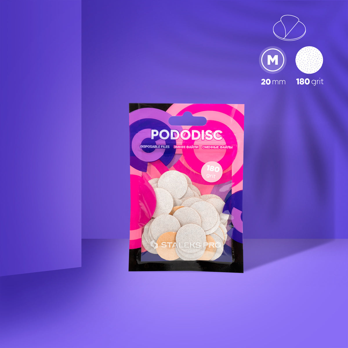 Staleks Discos Desechables Blancos PODODISC M PDF-20-180W (grano 180)